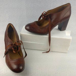 Soft LEATHER cushioned Footbed Chunky Heel Lightweight Academia PumpHeel 8us/6uk